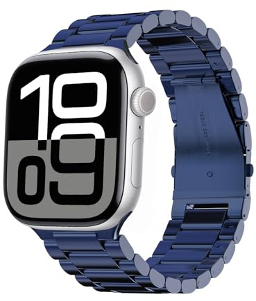 ARTCHE Compatible with Apple Watch Straps Series 11/10 42mm 9/8/7 41mm SE3/SE2/SE/6/5/4 40mm 3/2/1 38mm, Watch Strap for Apple Watch Stainless Steel Replacement Straps for iWatch Metal Men Women, Blue