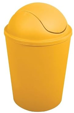 PAPELERA DE PLASTICO, CUBO DE BASURA REDONDO CON TAPA OSCILANTE AKO 5,5L AZAFRAN