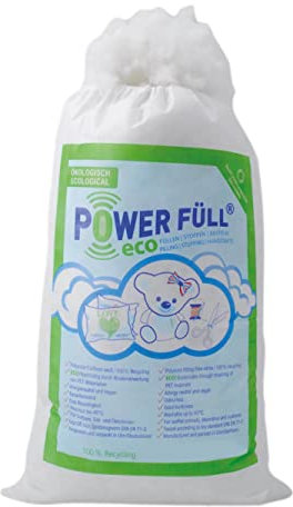 POWER FÜLL® eco - weiß | 1kg Nachhaltige Füllwatte | Spielzeugnorm Zertifiziert | Waschbar bis 40°C | Bastelwatte | Kissenfüllung | Stopfmaterial (1 kg)