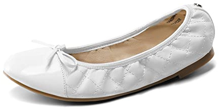 DREAM PAIRS Women's Roll Up Shoes Fold Up Pumps Ballet Flats Slip On Loafers SDFA2204W-E,White,Size 41 (EUR)/7 UK