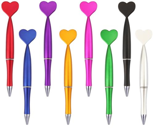 JKJF 8 Stück Herzform Kugelschreiber Herzförmige Gel Stift Drehbar Herz Gel Ink Pen Gelschreiber Tintenroller Stift für Schule Büro Schreibwaren - 1,0 mm Schwarze