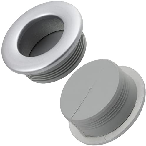 AERZETIX - Lot de 2 Poignées à Encastrer Rondes Ø35 mm - pour Meuble Porte Armoire Placard Tiroir - en Plastique - Finition Argent Mat - Décoration Intérieur Cuisine Salon