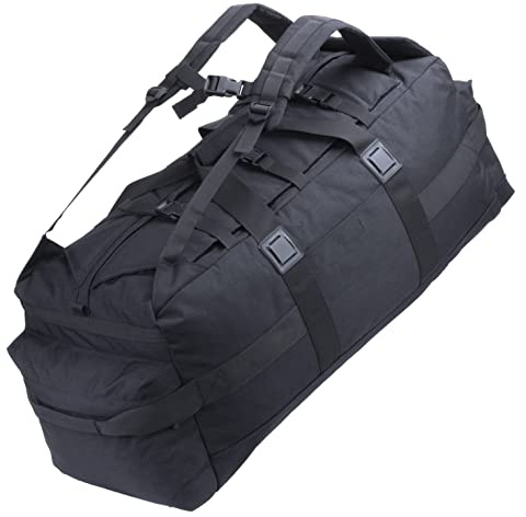 Backferry Große Militärtasche Taktische Ausrüstung Tasche Armee Reisetasche mit verdeckten Rucksack Stil Schultergurte 85L (Schwarz)