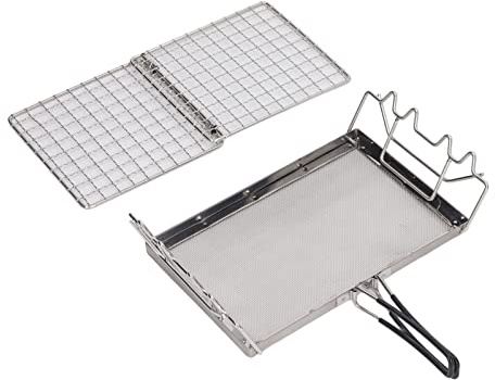 HERCHR Grille-Pain De Réchaud De Camping Portable, Grille-Pain De Poche Pliable en Acier Inoxydable