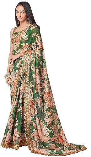 Sari per Eventi Speciali da Indossare a Feste Sari Indiano di Designer Bellissimo Sari Pakistano Pronto da Indossare con Blouse e Sari, Scelta 3, 46