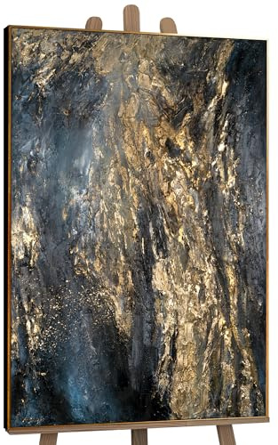 YS-Art XXL Abstrakt Acrylbild auf Leinwand Azurblau handgemalte Barock Stil