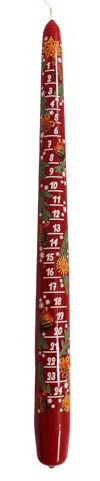 OLShop AG 4er Pack Ebersbacher Adventskalenderkerzen gelackt, Rot, (Ø x H) 22 x 290 mm