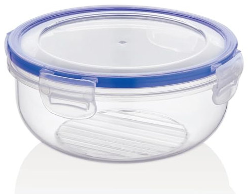 Best House | Small Plastic Storage Box | Round Food Container with Clips & Lids | 400 ml | 1 Pc | Lunch Box for Food Storage | BPA Free, Microwave, Freezer & Dishwasher Safe - Airtight SnapLock Lids