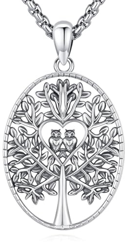 Eusense Baum des Lebens Halskette 925 Sterling Silber Baum des Lebens Anhänger Halskette Schmuck Geschenk für Frauen Mädchen Muttertag