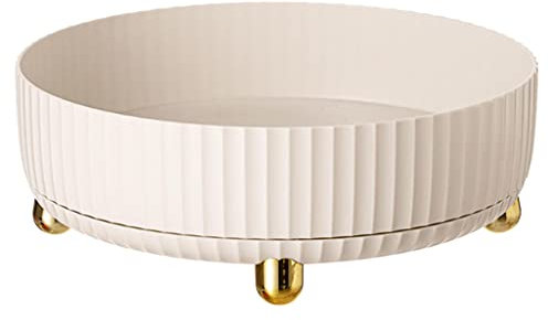 Duiaynke 360° drehbares Ablagetablett aus Edelstahl, Gewürz-Organizer, Drehteller, Schrank, Organizer für Schlafzimmer, Schminktisch, Speisekammer, Make-up-Dosen, Gewürz (weiß)