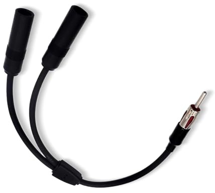 getfay Pack-1 Car Y-Shaped Antenna Cable Connector, 1 Male to 2 Female Antenna Extension Cable Adapter, AM FM Car Audio Radio Antenna Splitter Accessories, Universal for Cars and Trucks SUVs (Black)