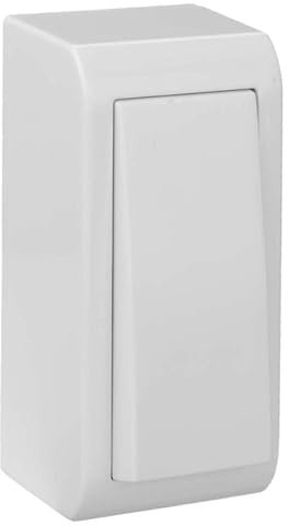 Pulsante di superficie bianco, stretto, serie murale; ideale per controllare luci e dispositivi elettrici.