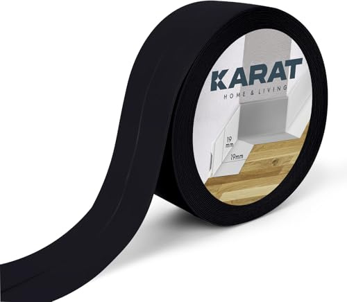 KARAT Weichsockelleiste 19 x 19 mm, Schwarz 15 m - Selbstklebende Rückseite - Sockelleiste aus PVC für Küche und Bad, Knickleiste Klebeleisten individuell zuschneidbar, Fugendichtungsband (Riga)