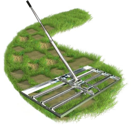 Hinrichs Raschietto per prato, in acciaio inox, 75 cm x 35 cm, spatola come distributore di sabbia per prato con manico da 170 cm, dispositivo per sabbiare prati