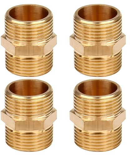4 Stück 3/4 Zoll Doppelnippel, 3/4 AG/AG Messing Verbindungsstück Sechskant Außengewinde, Doppelnippel Messing Fittings für Heizung Trinkwasseranlage geeignet,Sanitär und Heimwerkerprojekte