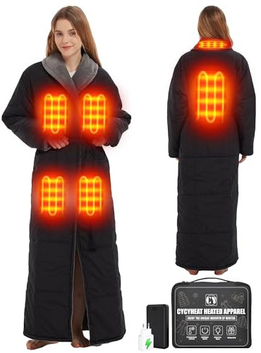 Heizdecke mit Ärmeln 20000mAh 7.4V Akku für Herren Damen, Kabellose Tragbare Heizdecke Beheizter Hoodie mit 8 Heizzonen und 3 Temperaturstufen für Zuhause