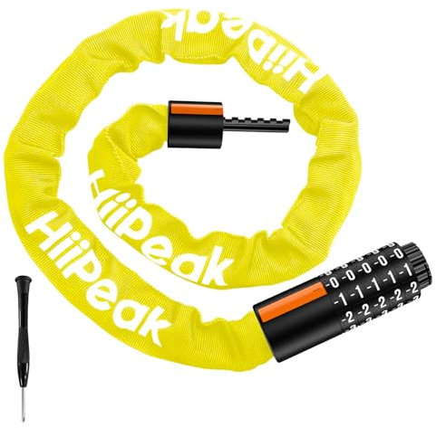 Hiipeak Catena Bici Catena Bicicletta Antifurto, Lucchetto a Combinazione per Bicicletta e Moto
