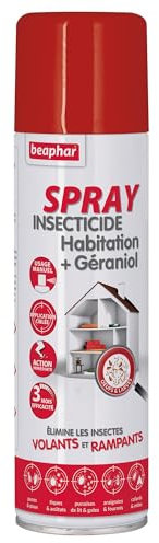 BEAPHAR – Spray Insecticide Habitation + Géraniol – Tue Les Insectes Volants, rampants, Les œufs et Larves – pour Traiter des Zones ciblées – Action Longue durée jusqu'à 3 Mois – Flacon 250ml