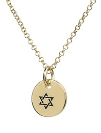 Collier Etoile de David en Or - Collier Pendentif Rond - Collier Juif Personnalisé - Collier Unisexe