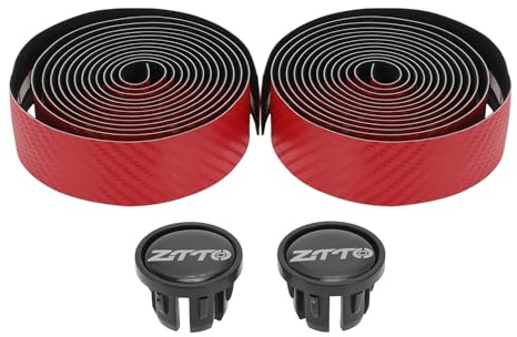 BULLSPANN 1 Paar Kork Fahrrad Lenkerbänder Für Rennrad Rot | Carbonfaser-Muster, 210x3cm, Dicke 3mm, Für Mountainbike, Stoßdämpfend, Vibrationsdämpfend, Komfortgriff