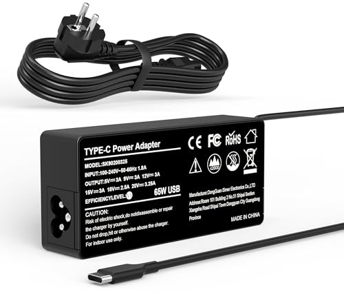 BCESOPZB 65W Ordinateur Portable Chargeur USB c Compatible with Lenovo ThinkPad T14 T15 T480 T490 T495 T580 T590 E480 E490 L380 L390 L480 L580 Chromebook 100e 300e 500e C330 s330 Yoga 720 910 920