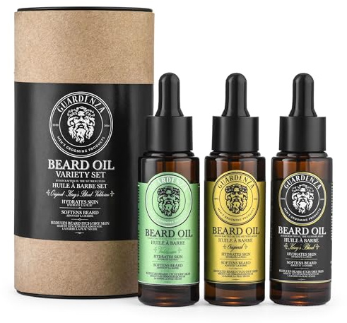 Guardenza Bartöl Variety Set – 3 verschiedene Bartöle – Bartpflege – 30 ml pro Flasche