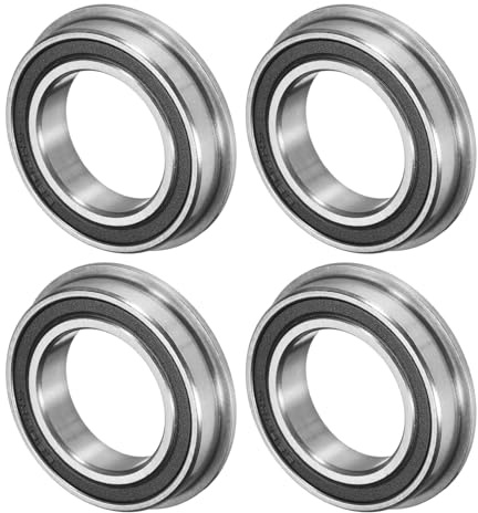 M METERXITY 4-Pack F6804-2RS Flanged Ball Bearing, 20mm x 32mm x 7mm Double Rubber Seal Chrome (GCr15) Steel Deep Groove Ball Bearings for Wheelbarrow/Printer/Fax Machines/Power Tools