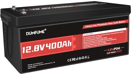 Dumfume LiFePO4 12V 400Ah Lithium Batterie | 5120Wh Energie & 200A BMS 15000 Zyklen Niedertemperaturschutz für Wohnmobile, Solar, Stromspeicher & Off-Grid Lösungen