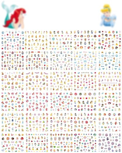 SCJJZ autoadherentes para uñas,30 Hojas Niñas Lindas Pegatinas Para Uñas,Autoadesiva Nail Art Stickers Decoración,Nail Stickers 3D, para DIY Uñas