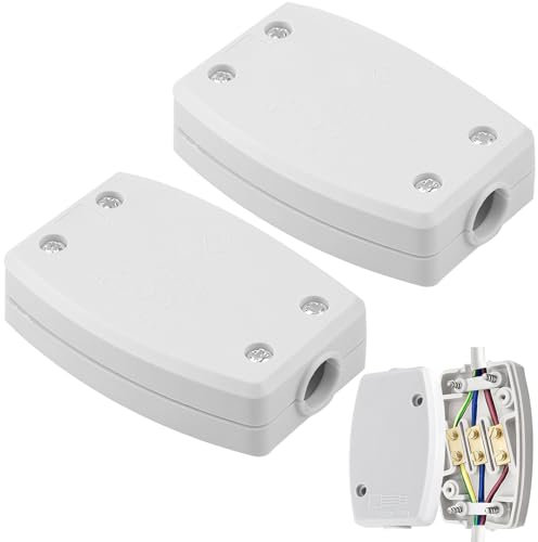 2Pcs 3-Terminal Electrical Junction Box, 13A 250V Flex Connector 3 Core Cable Joiner White Cable Connectors Electric Connectors for Indoor Lighting,Power,Wiring (White)