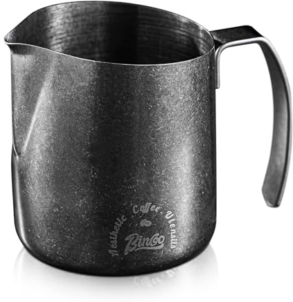 Bincoo Milk Frother Pitcher 500ml(17oz) - Stainless Steel Barista Milk Frothing Cup with Ice Crystals Design - Professional Espresso & Cappuccino for Coffee Machine,Latte Art