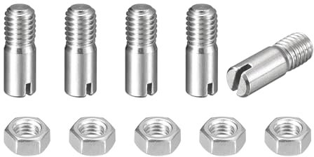 sourcing map 5 perni cilindrici con intaglio, M5 x 14 mm, in acciaio inossidabile 304, con filettatura esterna, viti con scanalatura con dado per installazione di mobili per armadi (GB878)
