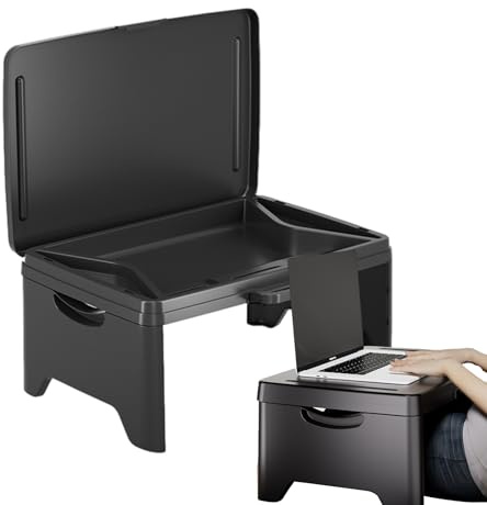 Laptopskrivbord för säng – fällbart laptopbord, bärbart med handtag | multifunktionellt sängbord med snackförvaring, lätt, perfekt för sovsal, sovrum, resor, soffa för mat och
