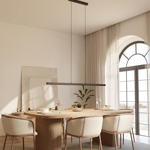Dimmbare Pendelleuchte 'Calimera', LED Deckenleuchte, moderne Hängelampe Esstisch Wohnzimmer Smart Home Schwarz 120cm