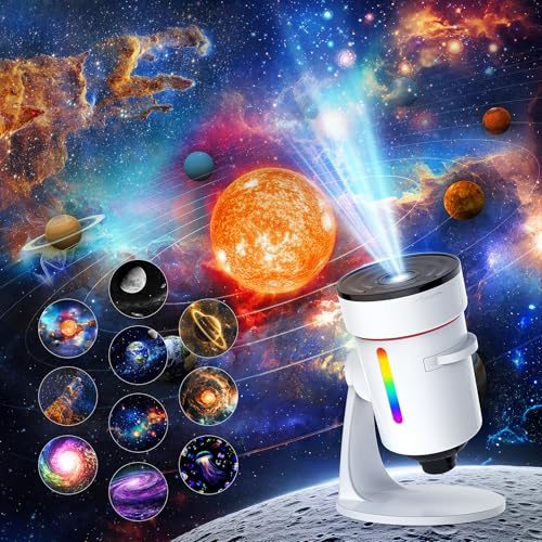 Banaone Proiettore Planetario, 4K HD Planetario Proiettore Con 10 Dischi Film, Con Luce Notturna RGB, Rotazione Di 360°, Timer Auto-Spegnimento, Adatta Per Camera Da Letto, Feste, Soffitto