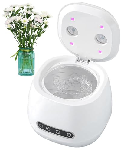 Limpiador de prótesis dentales | Limpiador de alineadores de 52 khz - Máquina de limpieza portátil UV Retainer para niños mayores, adultos, protector bucal, correa de reloj, dentaduras postizas