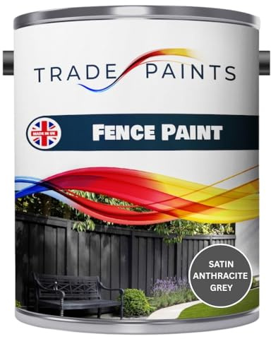Fence Paint - Satin Anthracite Grey - 5L - Waterbased ECO Friendly – Durable Wood & Timber Protection – Outdoor Garden Paint