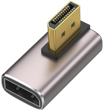 RGYBAO Adaptador DisplayPort 1.4 de 8 K, adaptador chapado en oro de 90 grados, conectores verticales macho a hembra, en ángulo recto