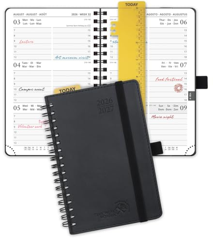 POPRUN Taschenkalender 2026 2027 Kalender A6 Spiralbuch mit Softcover