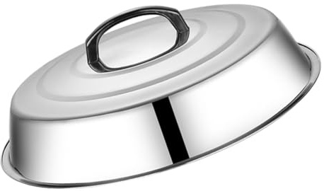 SHINEOFI Cloche de Barbecue en Acier Inoxydable 34 Cm pour Camping et Jardin, Dôme Surélevé Ventilation Réglable, Protège Les Aliments des Projections D’Huile et Optimise la Cuisson