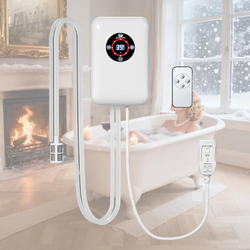 Chauffe-baignoire Pliante Adulte, Chauffe-Seau, Température Réglable De 16 À 43 °C, Chauffe Eau Portable Pour Cadeau D'hiver, De Noël Ou D'anniversaireWhite,8.6 * 5.8 * 2.9 inch