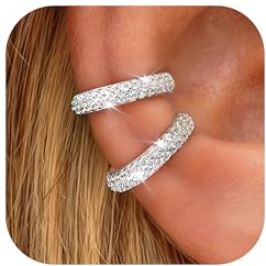 Ear Cuff Orecchini Senza Buco Donna - Regolabili Earcuffs Donna Orecchini A Clip Non Piercing,Ipoallergenici Piercing Finti Earcuff Per Cartilagine Helix Earcuffs Con Scatola Regalo Argento CZ