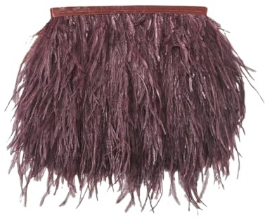 Straußenfeder-Bordüre Federborte Band Federbesatz Federfranse zum Nähen | Borte Fransen 8-10cm Feder Fringe Trim Feder Fransen Band,DIY Kleid Nähen Kleidung Zubehör Kostüme,1 Meter,Dunkelrotbraun