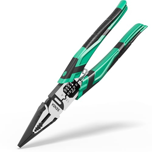 8.5 Multi-Function Needle Nose Pliers, 9 in 1 Combination Pliers with Cutting, Stripping, Crimping and Gripping, Hand Tool Plier for Electrical Work, Automotive, DIY Projects