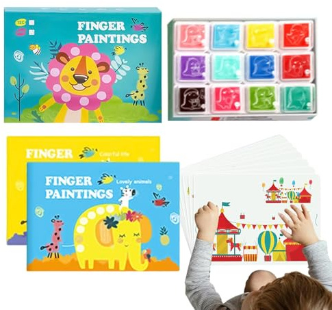 Genérico Bloc De Pintura Con Dedos | 12 Colores Suministros De Manualidades Lavables | Papel Artistico Infantil Para Dibujar Tarjetas,para Niños Entretenimiento en Interiores Desarrollo y