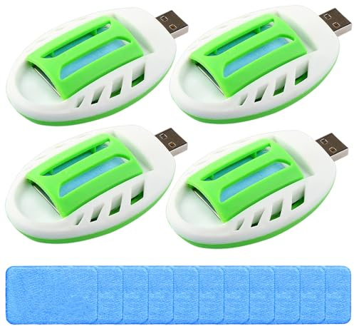 4 Stück Tragbare USB Elektrische Mückenschutz Killer, USB-Mückenabwehrstecker, 120 Tabletten, Tragbarer Insektenschutzstecker für Zuhause, Wohnmobil, Wandern, Angeln, Camping, Picknick (Grün)