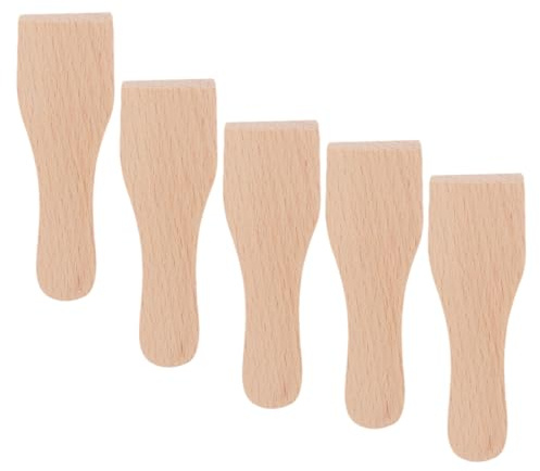 Tofficu Lot de 5 Petites Spatules en Bois Naturel, Raclette à Crème Pâtissière et Beurre, Spatules Cuisine Polyvalentes, Légères et Pratiques pour Pâtisserie et Préparation Culinaire