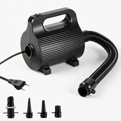 Elektrische Luftpumpe, Afenau 400-600W Luftpumpe Elektrisch mit 4 Düsen, 2-in-1 Entlüften und Aufblasen Elektrische Pumpe, Tragbare Elektrische Luftpumpen für Luftmatratze Aufblasbarer Pool Schwimmri