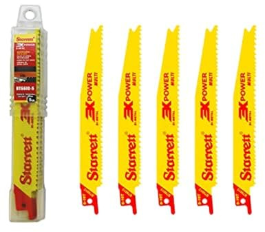 Starrett Mehrzweck-Säbelsägeblatt - 5 Stück BT6610-5 Bi-Metall 150 mm/6 Zoll 6-10TPI Einheitlicher Schaft - Kompatibel mit Bosch, Dewalt, Makita und vielen anderen