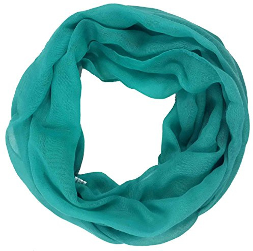 Lina & Lily Plain Color Infinity Loop Scarf Small Size for Spring Fall (Teal)